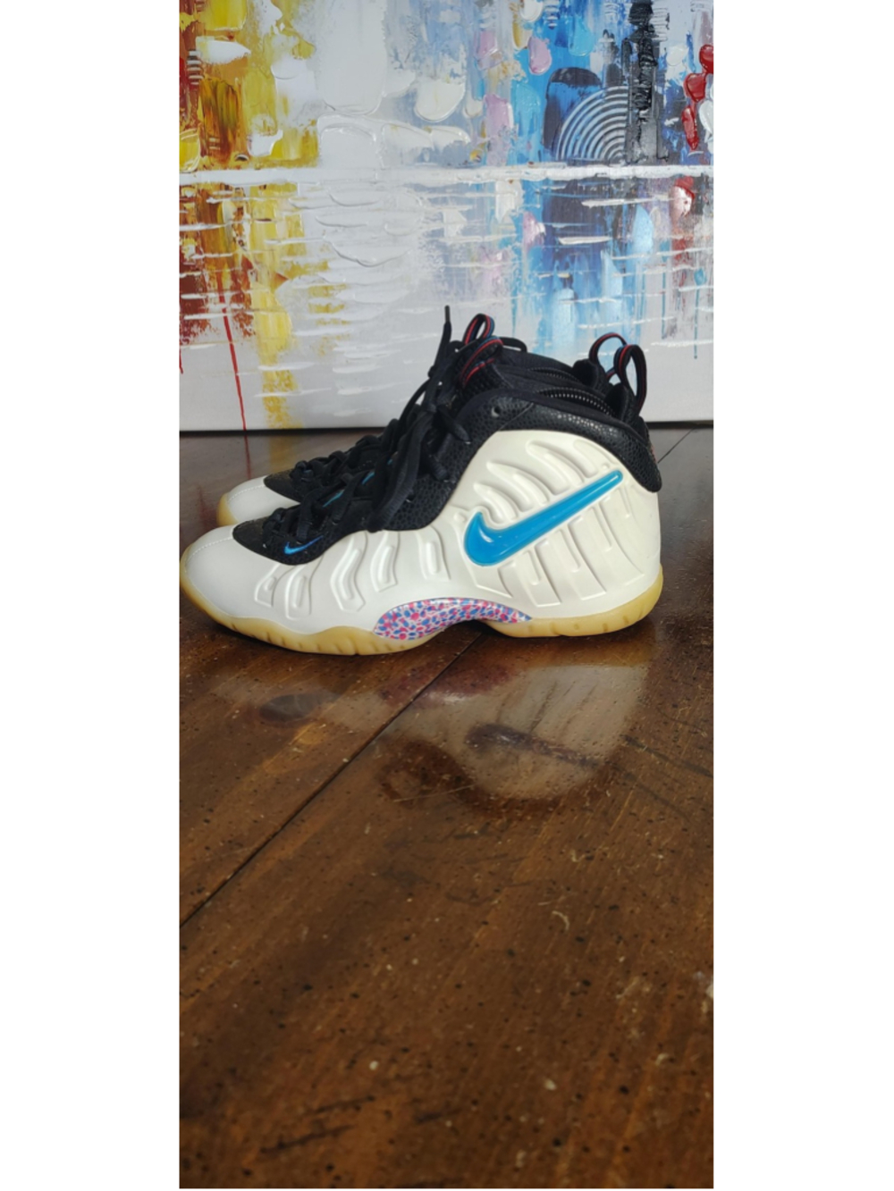 Nike Little Posite One Shoes Youth Size 7Y White Black Sneakers 644792-103